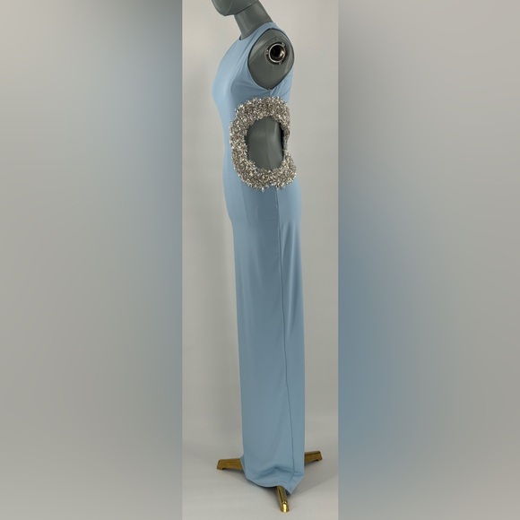 🆕 BRONX & BANCO 🧿 NWOT Camila Rhinestone Cutout Maxi, Powder Blue, Sz M US 6 - Picture 6 of 17